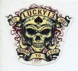 Lucky 13 Skull Decal Sticker CHOPPER BOBBER HOT RAT ROD Motorcycle Biker Trucker