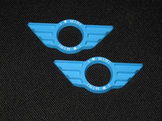 Mini Cooper JCW Interior Light Blue Door Lock Pins Wing Badge R50 R52 R53 R56