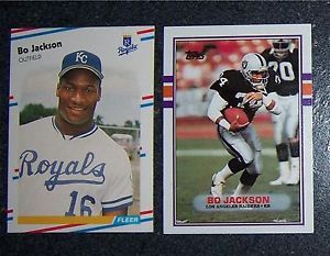 1989 Topps Bo Jackson Football 1988 Fleer Baseball Both Cards