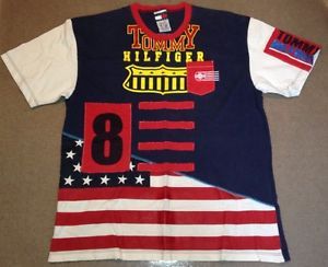 Vtg Tommy Hilfiger T Shirt 1980s 1990s Old School Hip Hip Patches XL RARE Urban