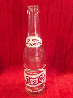 Old Vintage Pepsi Cola 2 Full Glasses Beverages Soda Pop Bottle 12 oz Macon GA
