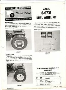Wheel Horse Original Dual Wheel Kit 8 0731 Parts List Instructions