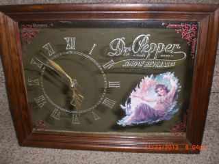 Dr Pepper Mirror King of Beverages Wall Clock Beeco Mfg Chicago
