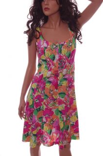 Chaps Ralph Lauren Womens Floral Romantic Pink Sun Dress Sundress 8 12 14 New