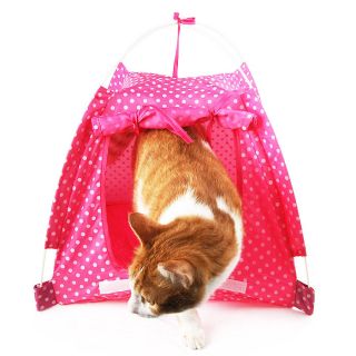 Small Pet Kitten Cat Puppy Dog Mini Nylon Camp Tent Bed Play House Red Blue