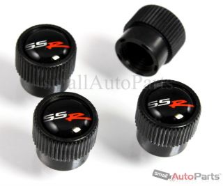4 Chevrolet SSR Logo Black ABS Tire Wheel Stem Air Valve Caps Covers Set