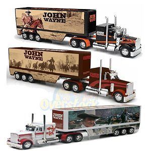 Trucks Combo John Wayne Peterbilt 379 Kenworth W900 Diecast 1 32 Trailers Set