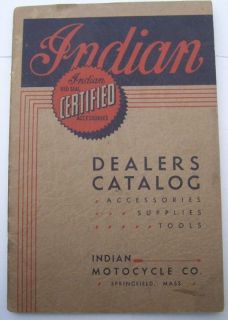Vintage 1935 Indian Motorcycle Dealer Catalog Supplies Accessories Scout Chief