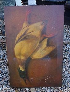 Antique 1909 Signed Oil Painting Hunting Game Bird Duck Merganser