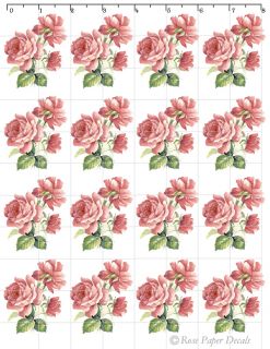 VF 12 Victorian Vintage Chic Shabby Style Ink Pink Paint Roses Waterslide Decals