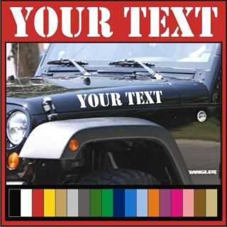 Your Text Vinyl Hood Decals Stickers Jeep Wrangler Unlimited CJ TJ YK JK XJ