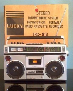 New in Box Vintage Mid 80's Lucky Radio Cassette Recorder Boombox Stereo
