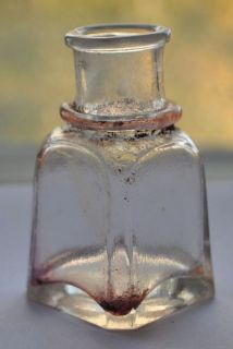 1900s Imperial Russia Clear Heavy Glass Old Ink Bottle