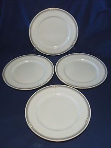 Aynsley South Pacific 4 Dinner Plates Gold Trim Blue Band Shell Border