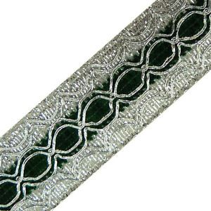 Silver Green Metallic Braid Ribbon Trim Border Lace Sewing Craft Lace 4 Yard