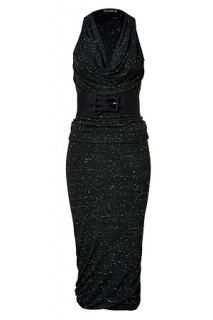 Black Belted Wool Jersey Dress by DONNA KARAN