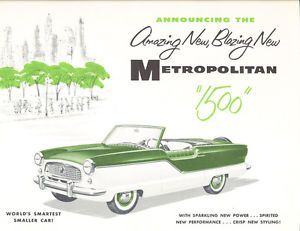 1956 Metropolitan 1500 Original Dealer Sales Brochure Catalog Nash Rambler