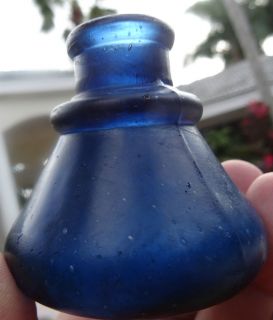Early Deep Cobalt Blue Glass Cone Ink Bottle