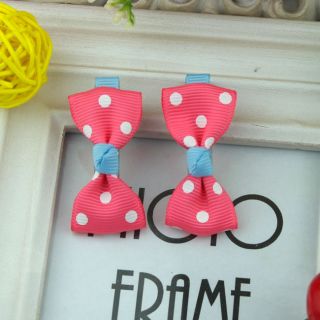 One Pair 2pcs Watermelon Red Dots Barrettes Hairclips Baby Girl Toddler 061