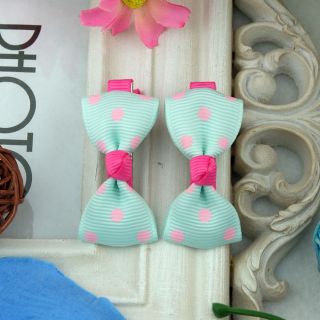 One Pair 2pcs Lovely Barrettes Pink Spots Hairclips Baby Girl Toddler 060