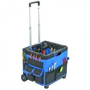 Heavy Duty Folding Wheeled Tool Cart Tote Bag w Wheels Electrician Mechanic Pro
