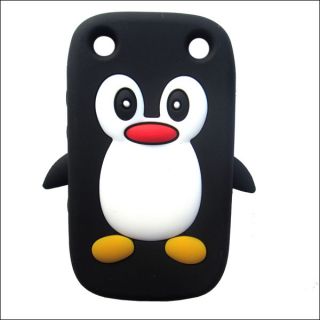 For Blackberry Curve 9320 9220 9310 Black Cute Penguin Gel Silicone Case Cover
