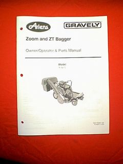 Ariens Gravely Zoom ZT Bagger Blower Model 815015 Owners with Parts Manual