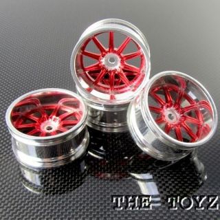 Associated Traxxas 1 10 1 16 RC Car 10 Spoke Wheel Rim 26mm Toyz 710 Red Chrome