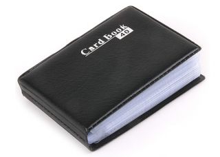 Business Credit ID Name Card Holder Data Black Faux Leather Mini Pocket Case New