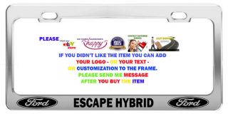 Ford Escape Hybrid License Plate Frame Tag Chrome Metal Car Accessories