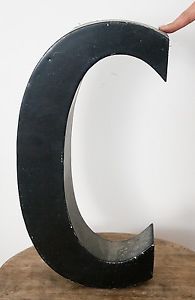 Vtg Metal Marquee Channel Letter C 14" Architectural Salvage Wall Art Industrial