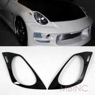04 06 Nissan 350Z Z33 Bumper Eyelid Eyebrow Headlight Lamp Mask Cover ABS Black