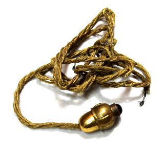 Nice Funny Bronze Ormolu Old Small Push Bell Call Ringer Acorn Shape Cloth Cable