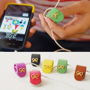Cute Ribbon Earphone Winder Headphone Cord Cable Holder Cell Phone Accessories