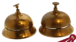Two Brass Call Bells Antiqued Finish Service Desk
