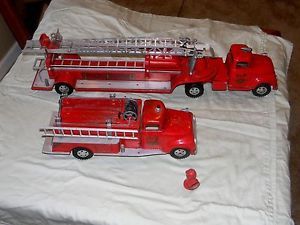 Vintage Tonka Ladder Truck and Fire Engine Pumper with Hydrant