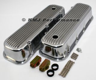65 95 Chevy 454 Finned Polished Aluminum Tall Valve Covers Big Block 427 396