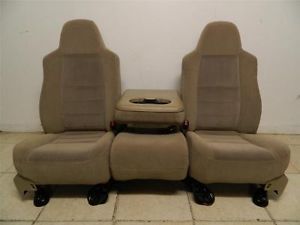Ford F 250 F 350 F 450 Superduty Truck Front Tan Seats Center Console Jump Seat