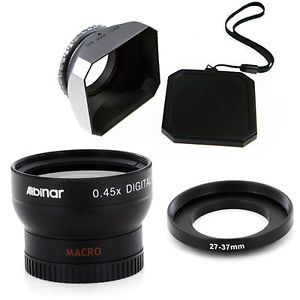 27mm Wide Angle Lens with Macro and Silver DV s Hood for JVC GR D770 Camcorders