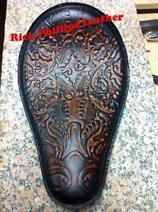 Rich Phillips Leather Solo Motorcycle Seat Sportster Harley Chopper Bobber Abolb