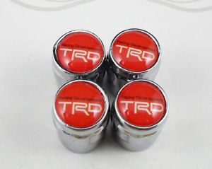 4 Pcs Red TRD Racing Development Wheel Tire Valve Stem Air Caps Covers Set
