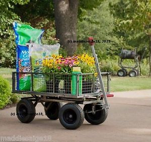 Steel HD 5 5 CFT Utility Garden Dump Cart Hand or Tractor Pull w 13" Tires