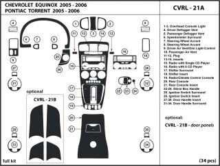 Chevrolet Equinox 05 06 Dash Kit Trim Tuning Dashboard Wood Chrome Carbon