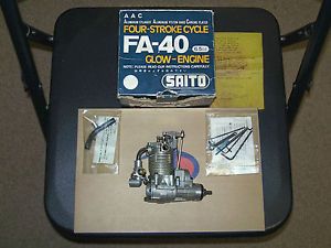 RARE Vintage Saito FA 40 Open Rocker 4 Stroke R C Model Airplane Engine