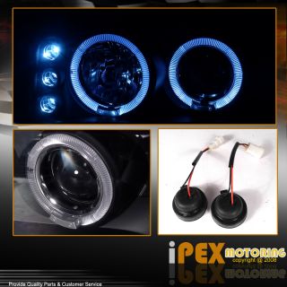 00 06 GMC Sierra Yukon Halo LED Projector Headlights w Bumper Signal Lamps Black