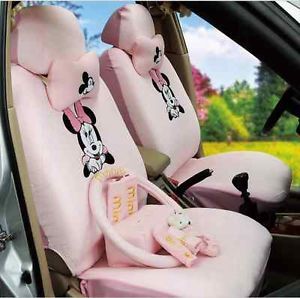 New Fashion Cute Pink Cartoon Mickey Mouse Car Safety Seat Cover 18pc