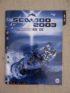2003 Sea Doo Water Jet Boat Parts Catalog RX Di 6122 6123 Bombardier Vehicle H