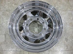 16 x 7 Chrome Spoke Wheel Steel Wagon 8 Lug x 6 5 Bolt Circle 4" Backspace