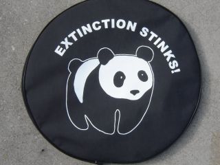 Sparecover® Brawny Series Panda Extinction on 30" Black Denimvinyl Tire Cover