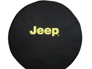 Sparecover® Brawny Series Jeep Yellow Logo 32 Tire Cover Heavyblack Denimvinyl
